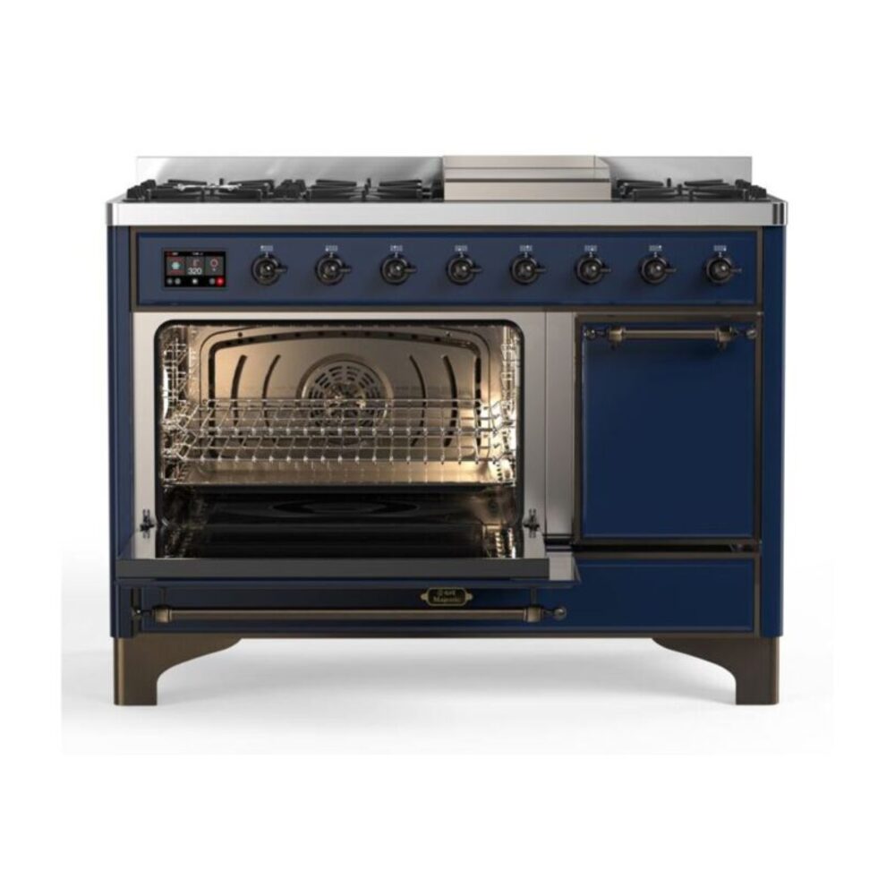 ILVE_UM12FDQNS3MBBLP_Majestic_II_48"_Dual_Fuel_Range_Left_Angle