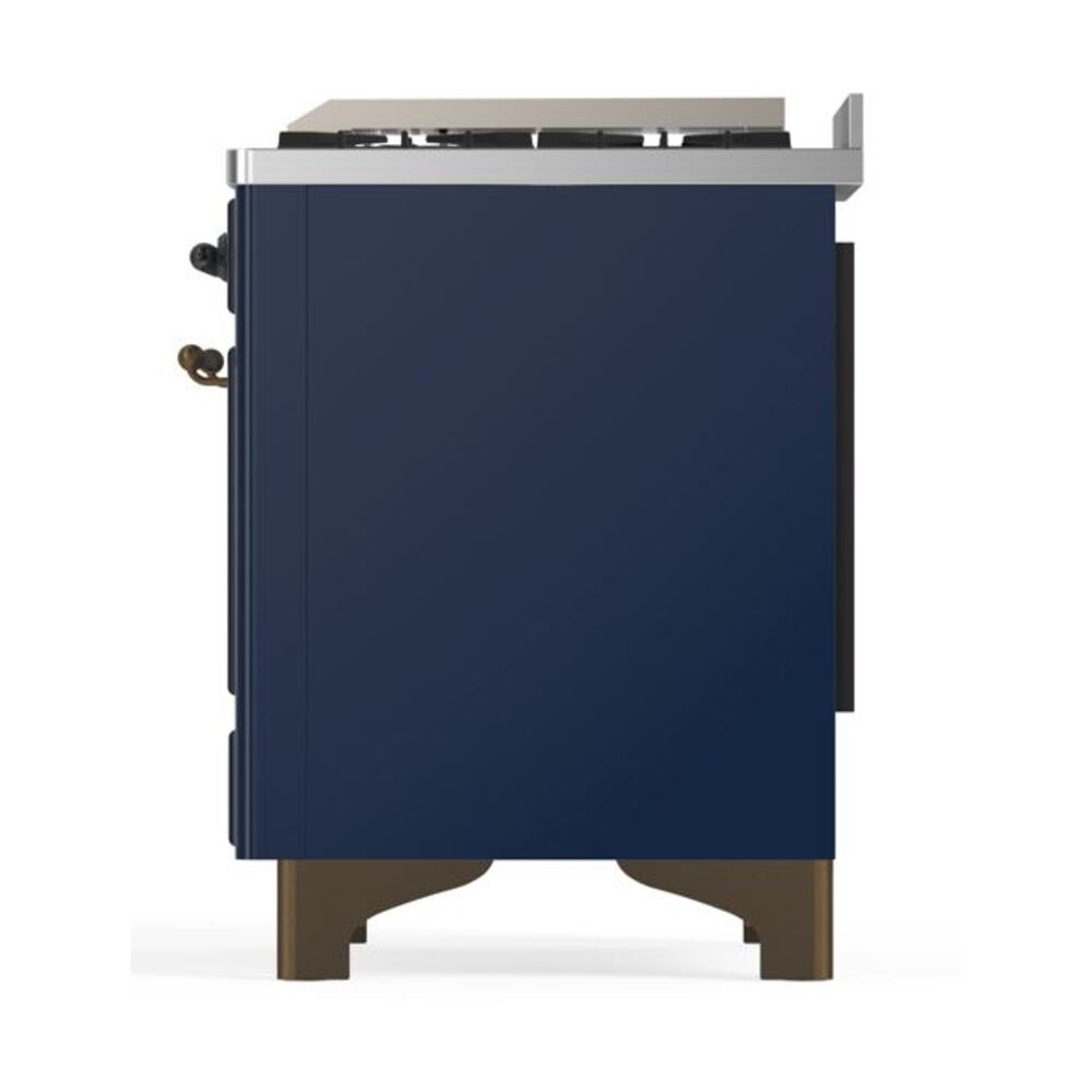 ILVE UM12F Majestic II 48 inch Dual Fuel Range with 8 Black Brass Burners, Griddle