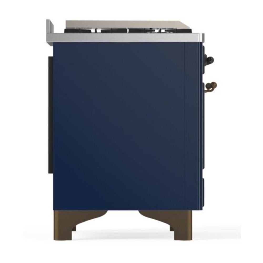 ILVE UM12F Majestic II 48 inch Dual Fuel Range with 8 Black Brass Burners, Griddle