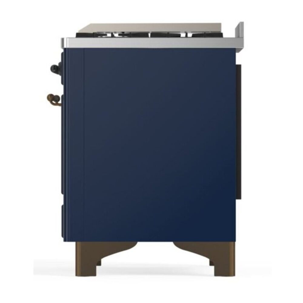 ILVE UM12F Majestic II 48 inch Dual Fuel Range with 8 Black Brass Burners, Griddle