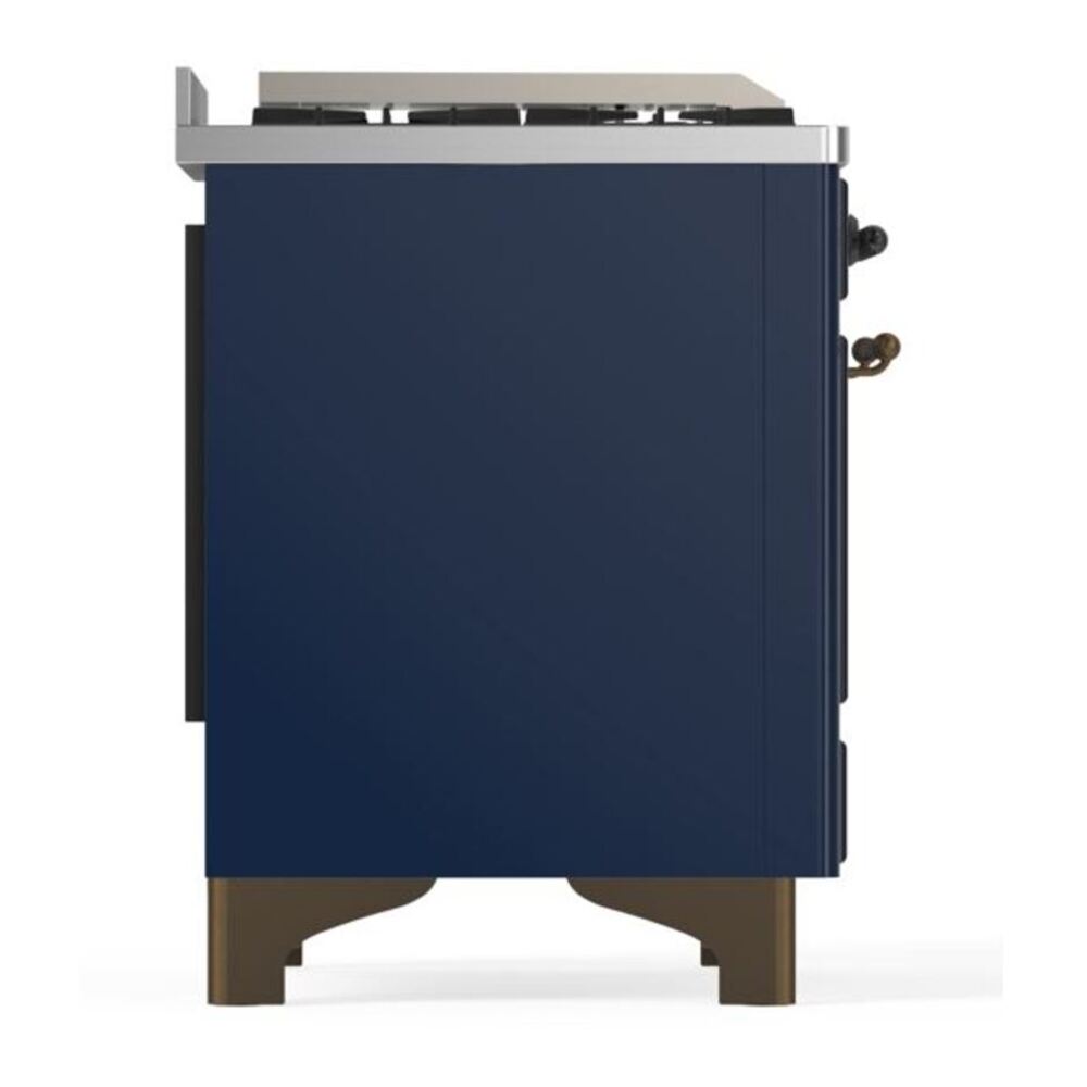 ILVE UM12FDQNS3MBB Majestic II 48 inch Dual Fuel Range with 8 Black Brass Burners, Griddle (Natural Gas, Solid Door, Midnight Blue, Burnished) 13 ILVE UM12F Majestic II 48 inch Dual Fuel Range with 8 Black Brass Burners, Griddle