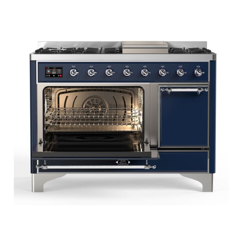 ILVE_UM12FDQNS3MBCLP_Majestic_II_48"_Dual_Fuel_Range_Left_Angle