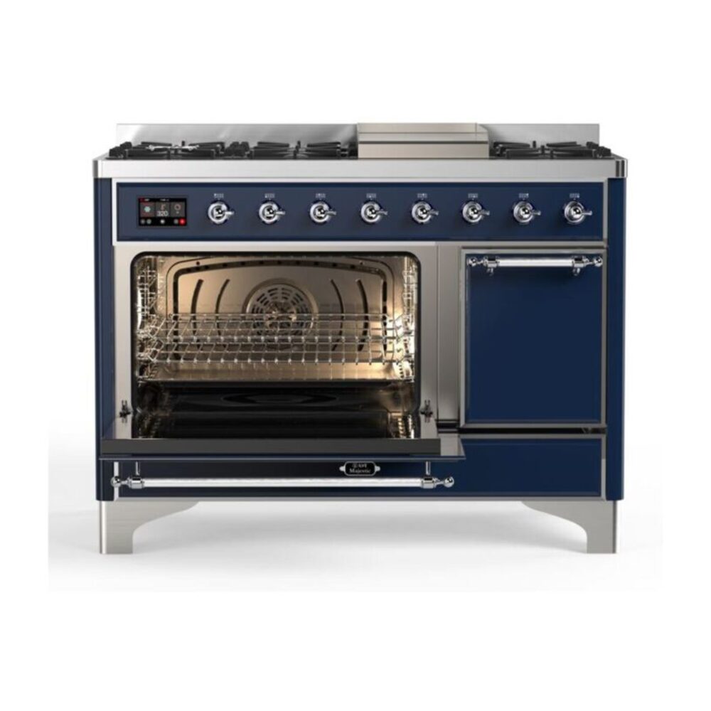 ILVE_UM12FDQNS3MBCLP_Majestic_II_48"_Dual_Fuel_Range_Left_Angle