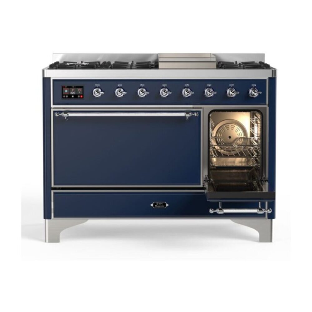 ILVE_UM12FDQNS3MBCLP_Majestic_II_48"_Dual_Fuel_Range_Right_Angle