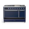 ILVE UM12F Majestic II 48 inch Dual Fuel Range with 8 Black Brass Burners, Griddle