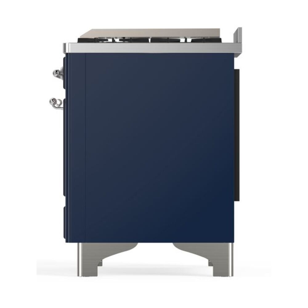 ILVE UM12F Majestic II 48 inch Dual Fuel Range with 8 Black Brass Burners, Griddle