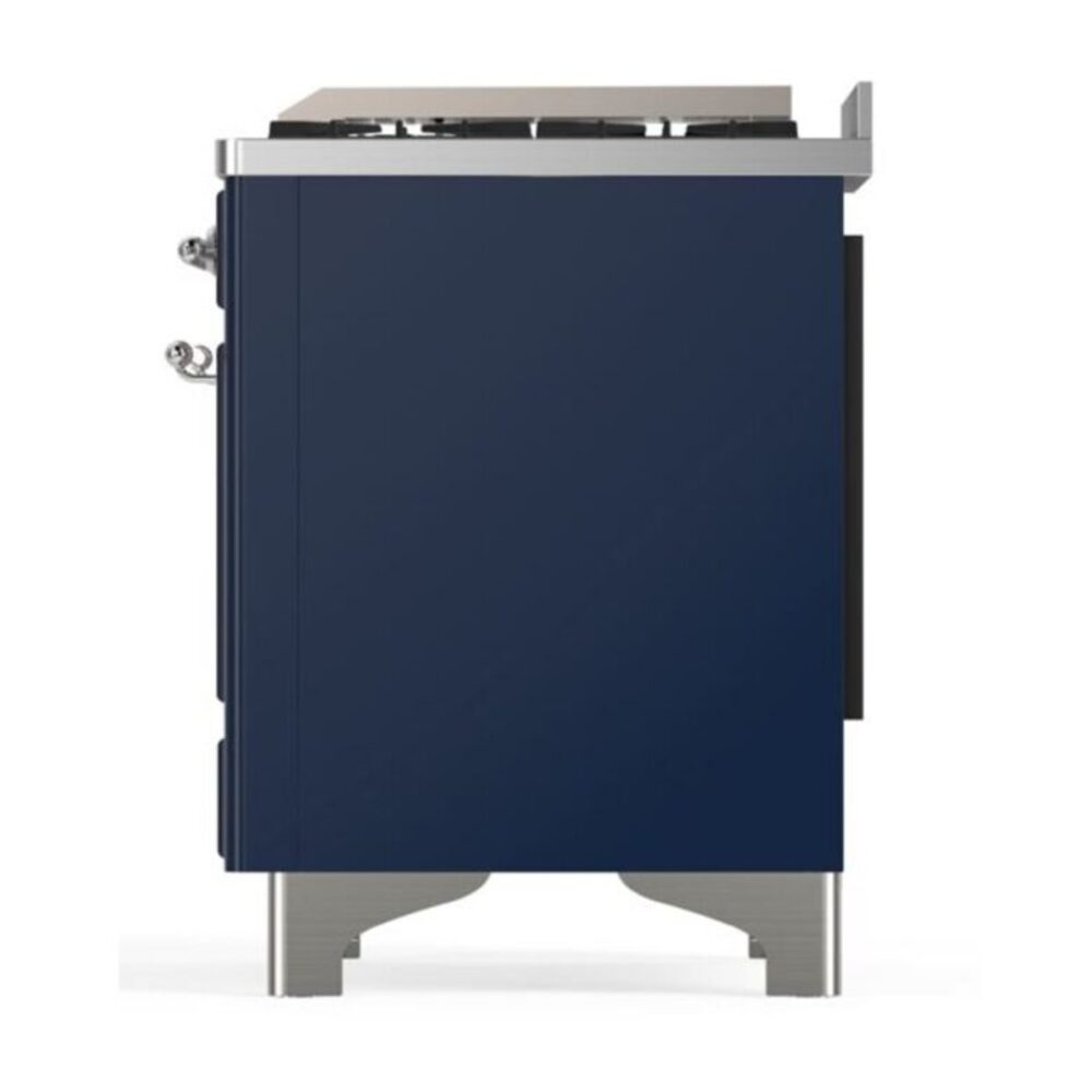 ILVE UM12F Majestic II 48 inch Dual Fuel Range with 8 Black Brass Burners, Griddle