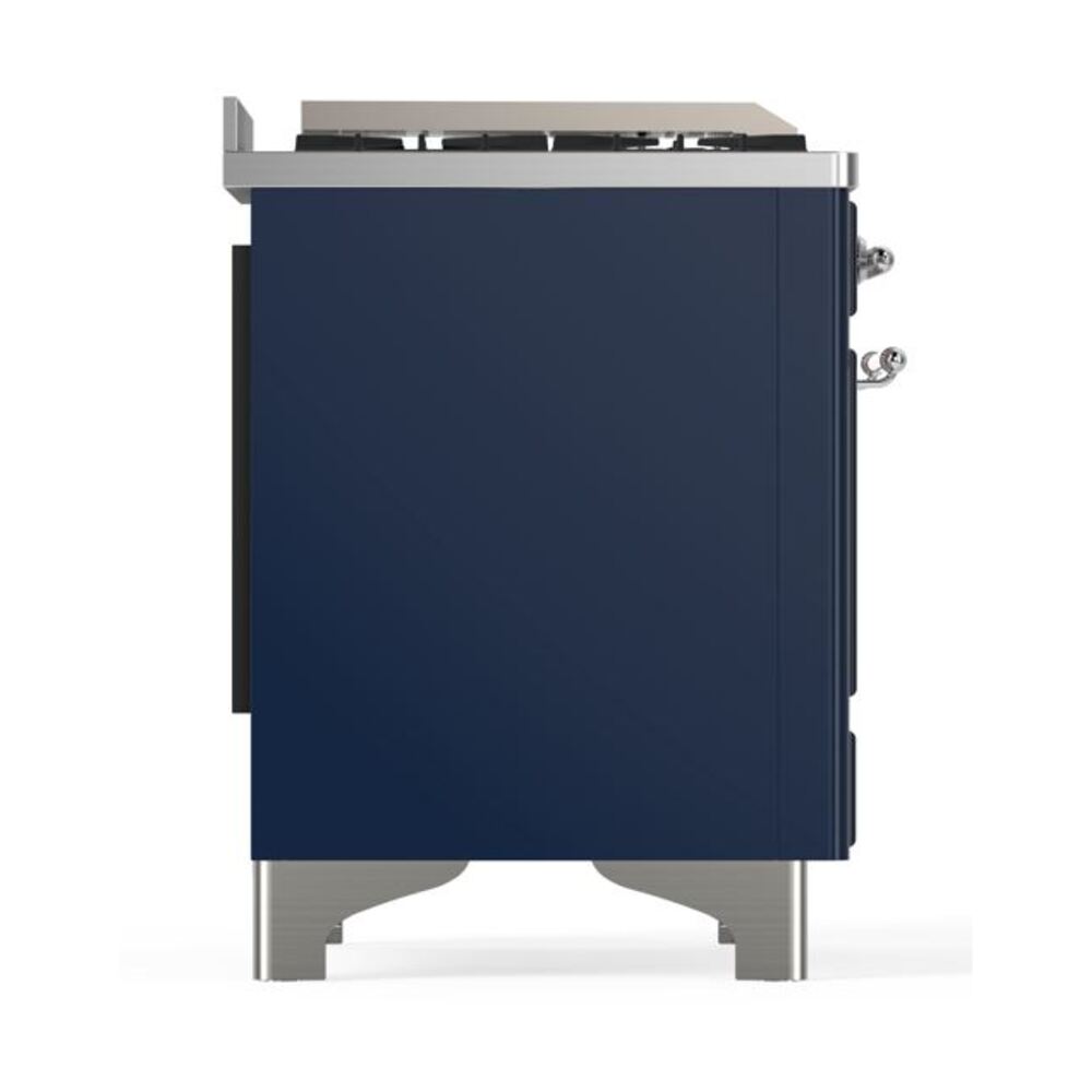 ILVE UM12F Majestic II 48 inch Dual Fuel Range with 8 Black Brass Burners, Griddle