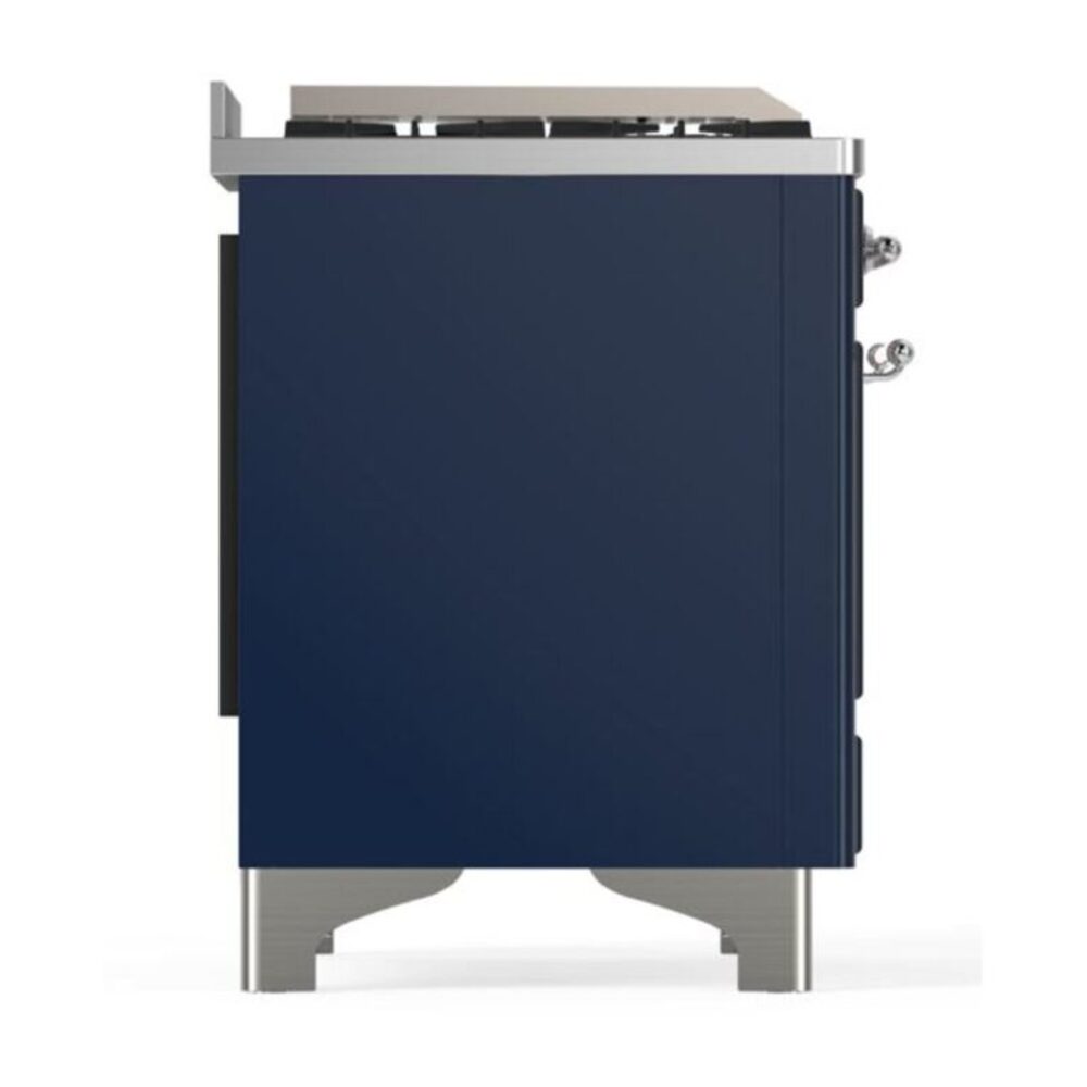 ILVE UM12F Majestic II 48 inch Dual Fuel Range with 8 Black Brass Burners, Griddle