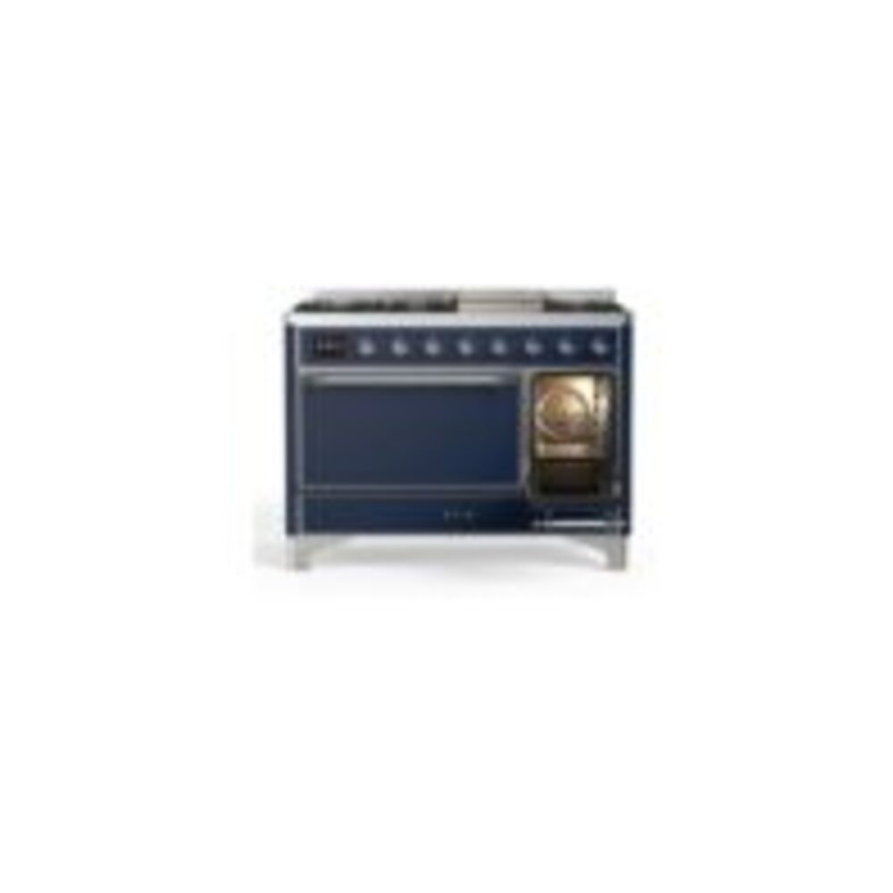 ILVE UM12F Majestic II 48 inch Dual Fuel Range with 8 Black Brass Burners, Griddle