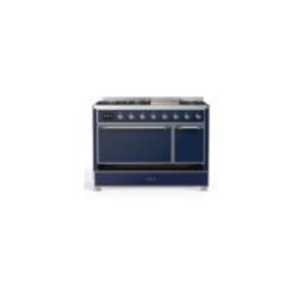 ILVE UM12F Majestic II 48 inch Dual Fuel Range with 8 Black Brass Burners, Griddle