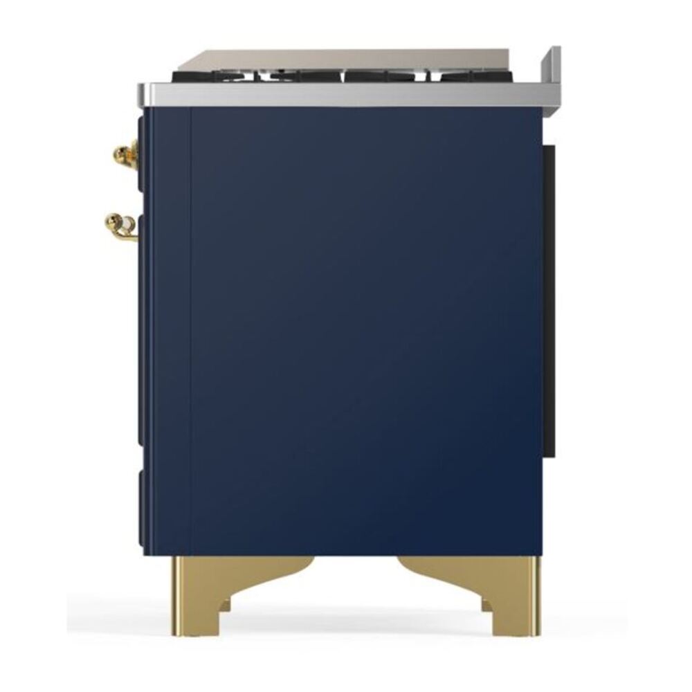 ILVE UM12FDQNS3MBGLP Majestic II 48 inch Dual Fuel Range with 8 Black Brass Burners, Griddle (Liquid Propane, Solid Door, Midnight Blue, Brass) 10 ILVE UM12F Majestic II 48 inch Dual Fuel Range with 8 Black Brass Burners, Griddle