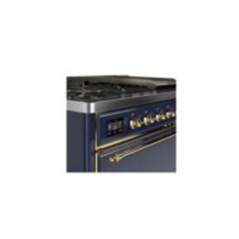 ILVE UM12F Majestic II 48 inch Dual Fuel Range with 8 Black Brass Burners, Griddle