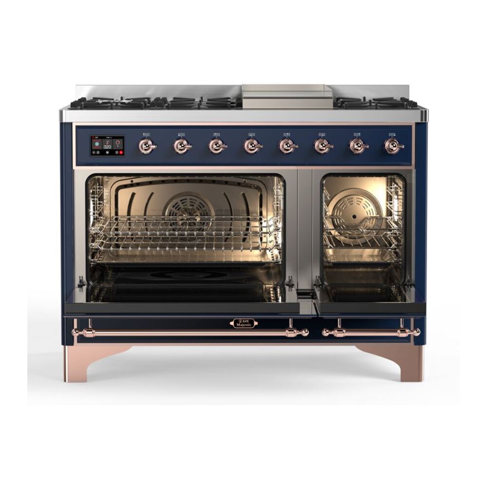 ILVE_UM12FDQNS3MBPLP_Majestic_II_48"_Dual_Fuel_Range_Top_Angle