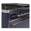 ILVE UM12F Majestic II 48 inch Dual Fuel Range with 8 Black Brass Burners, Griddle
