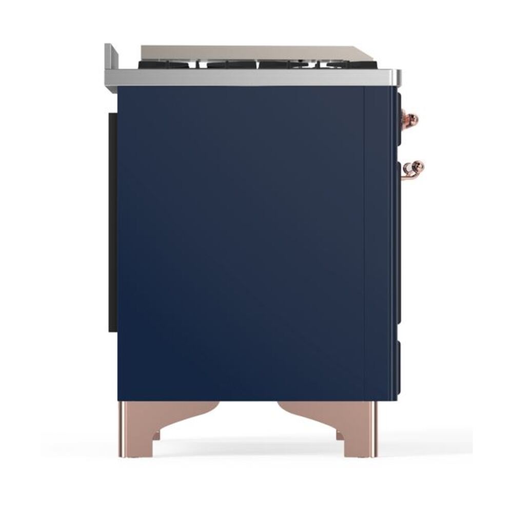 ILVE UM12F Majestic II 48 inch Dual Fuel Range with 8 Black Brass Burners, Griddle