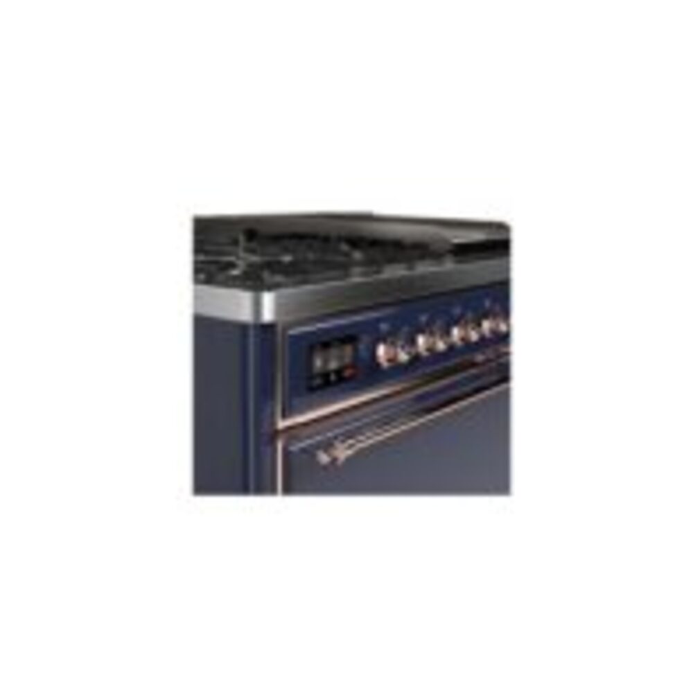 ILVE UM12F Majestic II 48 inch Dual Fuel Range with 8 Black Brass Burners, Griddle