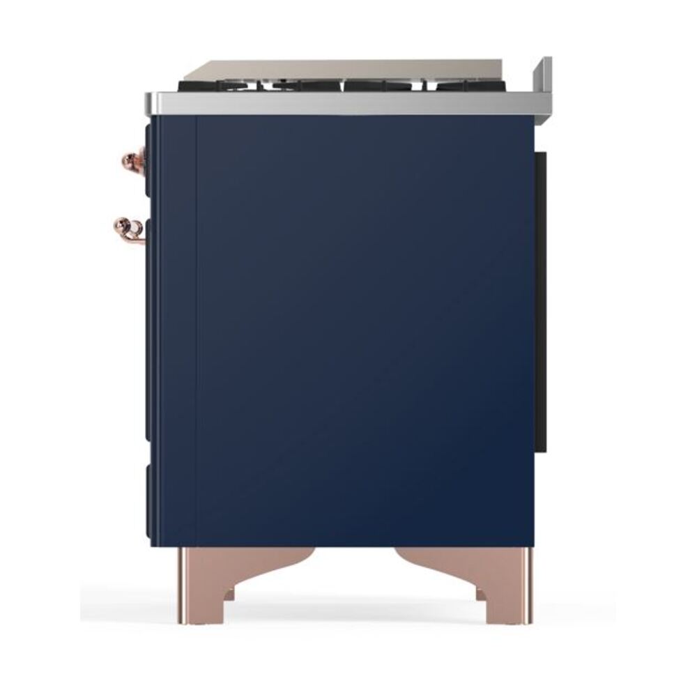 ILVE UM12F Majestic II 48 inch Dual Fuel Range with 8 Black Brass Burners, Griddle