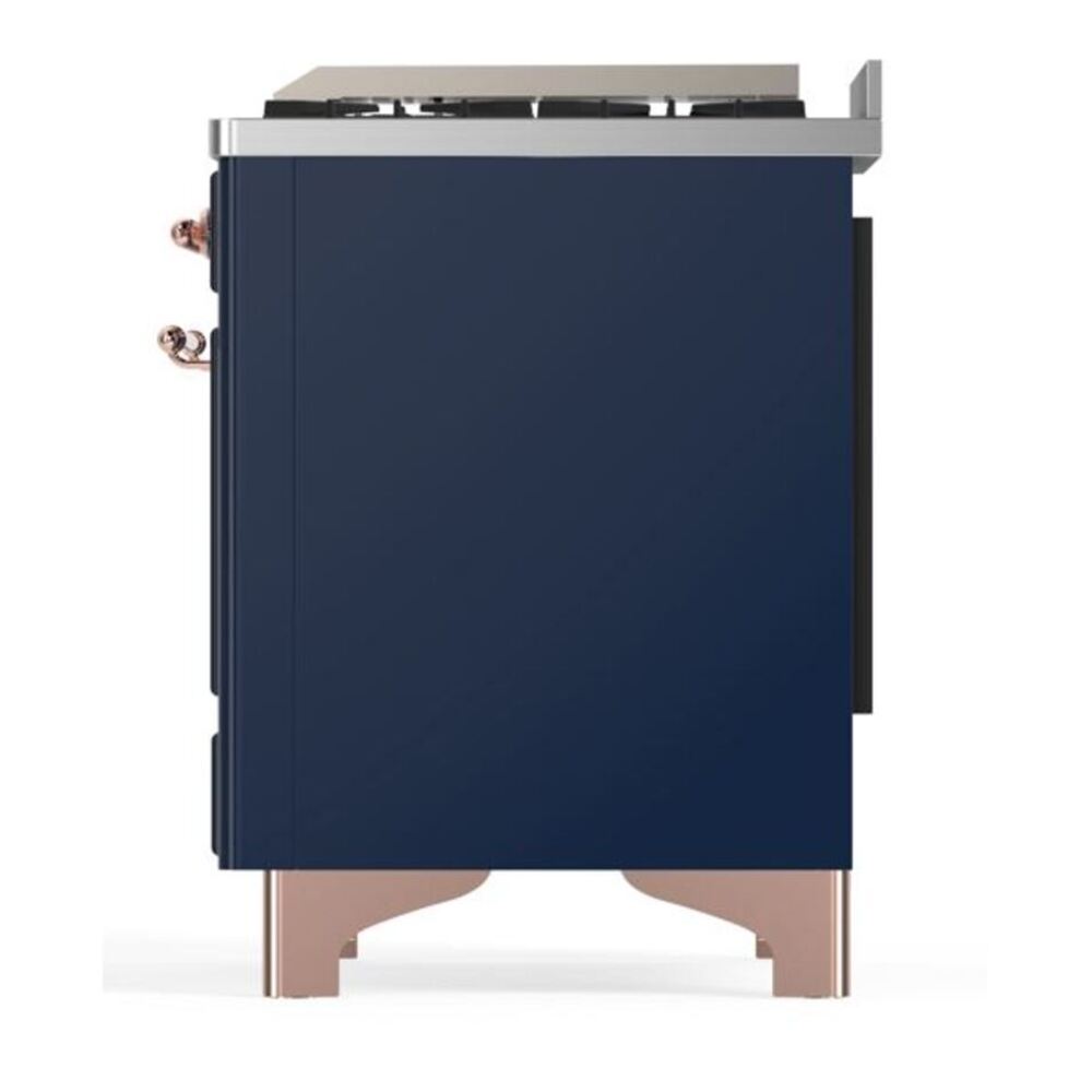 ILVE UM12FDQNS3MBP Majestic II 48 inch Dual Fuel Range with 8 Black Brass Burners, Griddle (Natural Gas, Solid Door, Midnight Blue, Copper) 10 ILVE UM12F Majestic II 48 inch Dual Fuel Range with 8 Black Brass Burners, Griddle