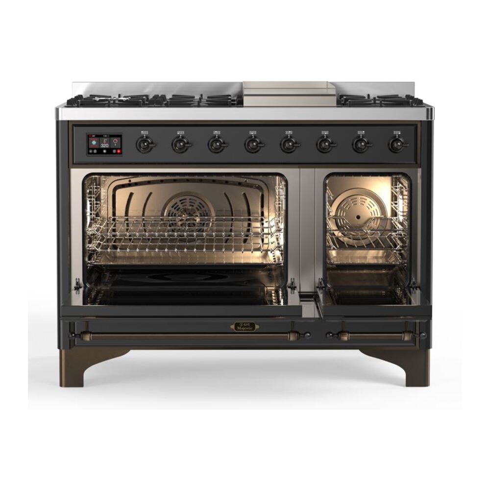 ILVE_UM12FDQNS3MGBLP_Majestic_II_48"_Dual_Fuel_Range_Top_Angle