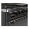 ILVE UM12F Majestic II 48 inch Dual Fuel Range with 8 Black Brass Burners, Griddle
