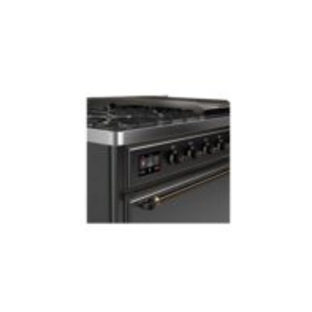 ILVE UM12F Majestic II 48 inch Dual Fuel Range with 8 Black Brass Burners, Griddle
