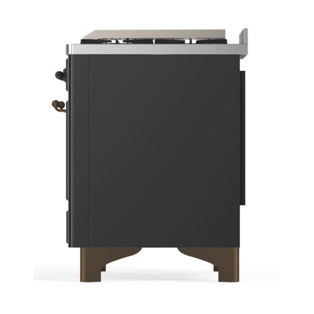 ILVE UM12F Majestic II 48 inch Dual Fuel Range with 8 Black Brass Burners, Griddle