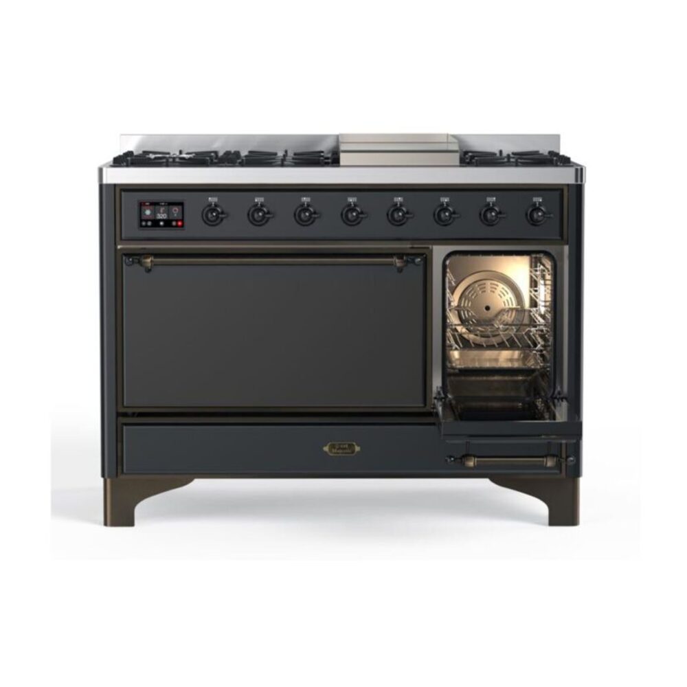 ILVE_UM12FDQNS3MGB_Majestic_II_48"_Dual_Fuel_Range_Right_Angle
