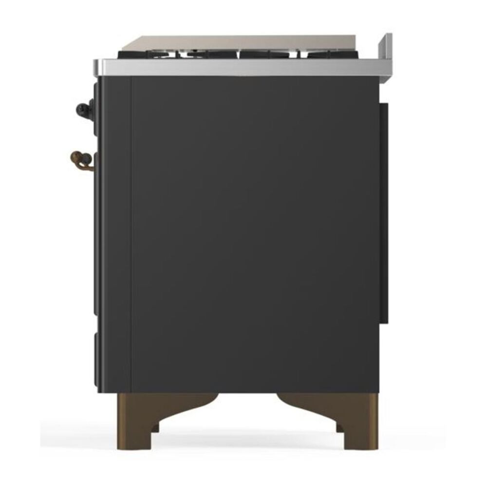 ILVE UM12FDQNS3MGB Majestic II 48 inch Dual Fuel Range with 8 Black Brass Burners, Griddle (Natural Gas, Solid Door, Graphite Matte, Burnished) 10 ILVE UM12F Majestic II 48 inch Dual Fuel Range with 8 Black Brass Burners, Griddle