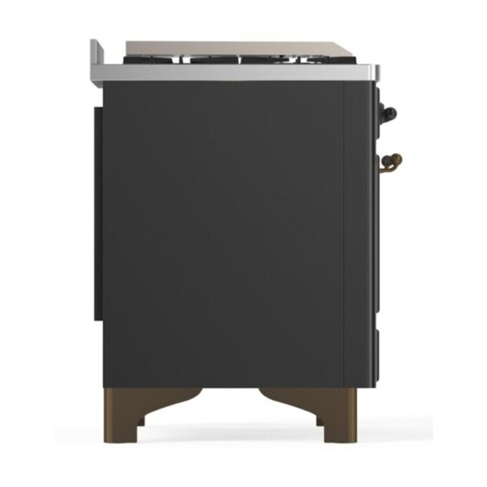 ILVE UM12F Majestic II 48 inch Dual Fuel Range with 8 Black Brass Burners, Griddle