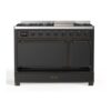 ILVE UM12F Majestic II 48 inch Dual Fuel Range with 8 Black Brass Burners, Griddle
