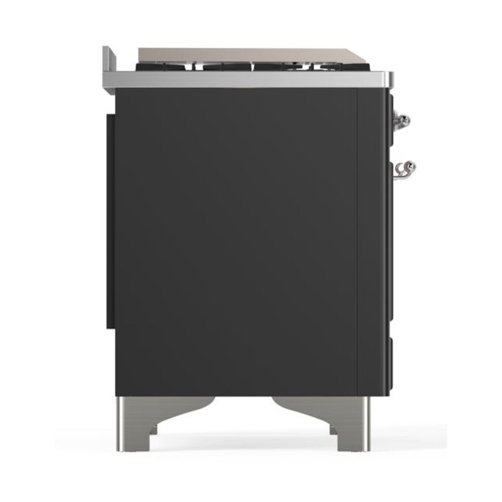 ILVE UM12F Majestic II 48 inch Dual Fuel Range with 8 Black Brass Burners, Griddle