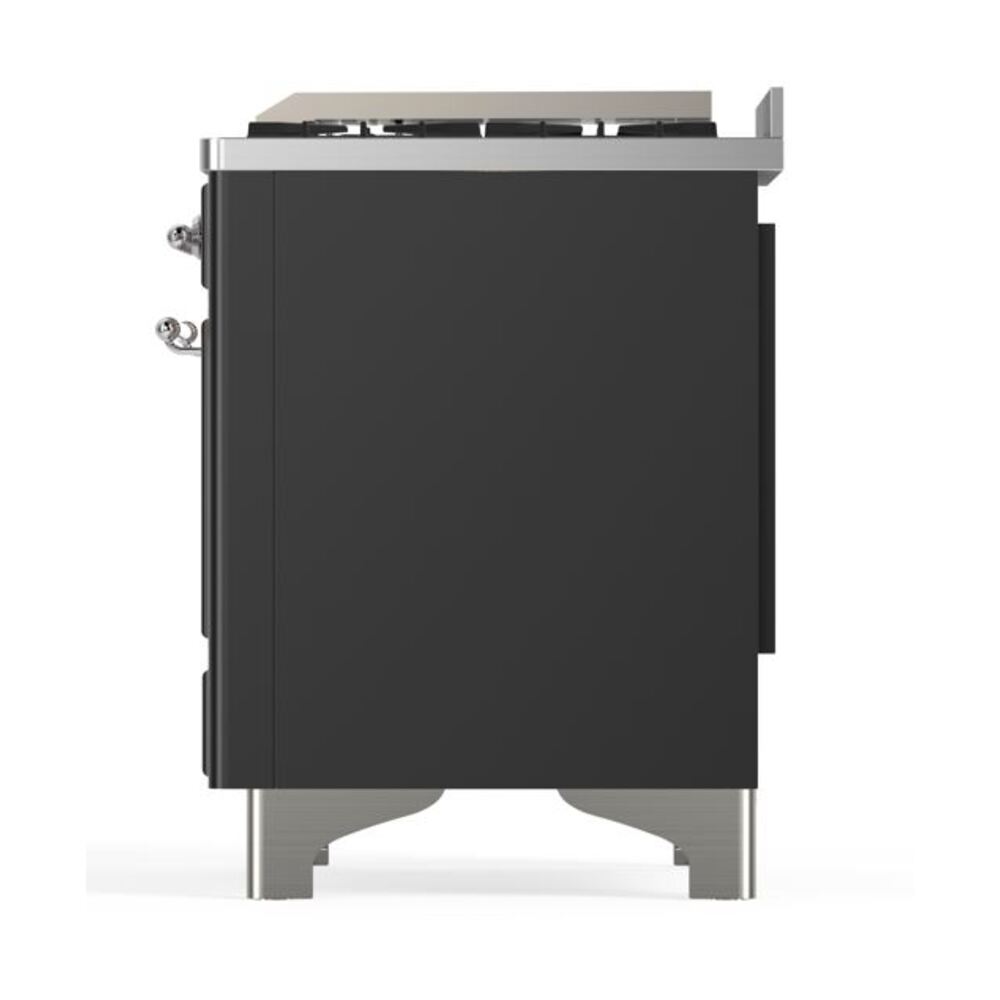ILVE UM12F Majestic II 48 inch Dual Fuel Range with 8 Black Brass Burners, Griddle