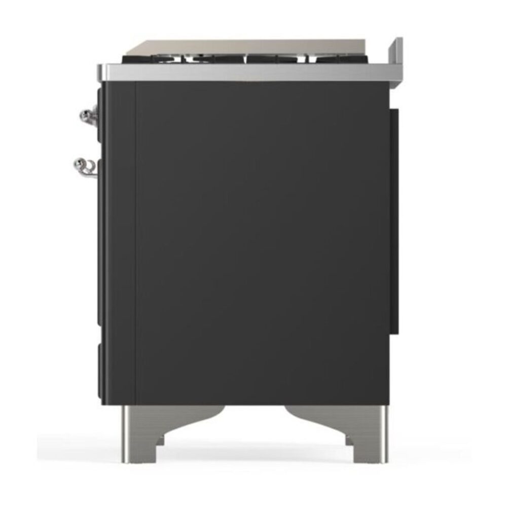 ILVE UM12F Majestic II 48 inch Dual Fuel Range with 8 Black Brass Burners, Griddle