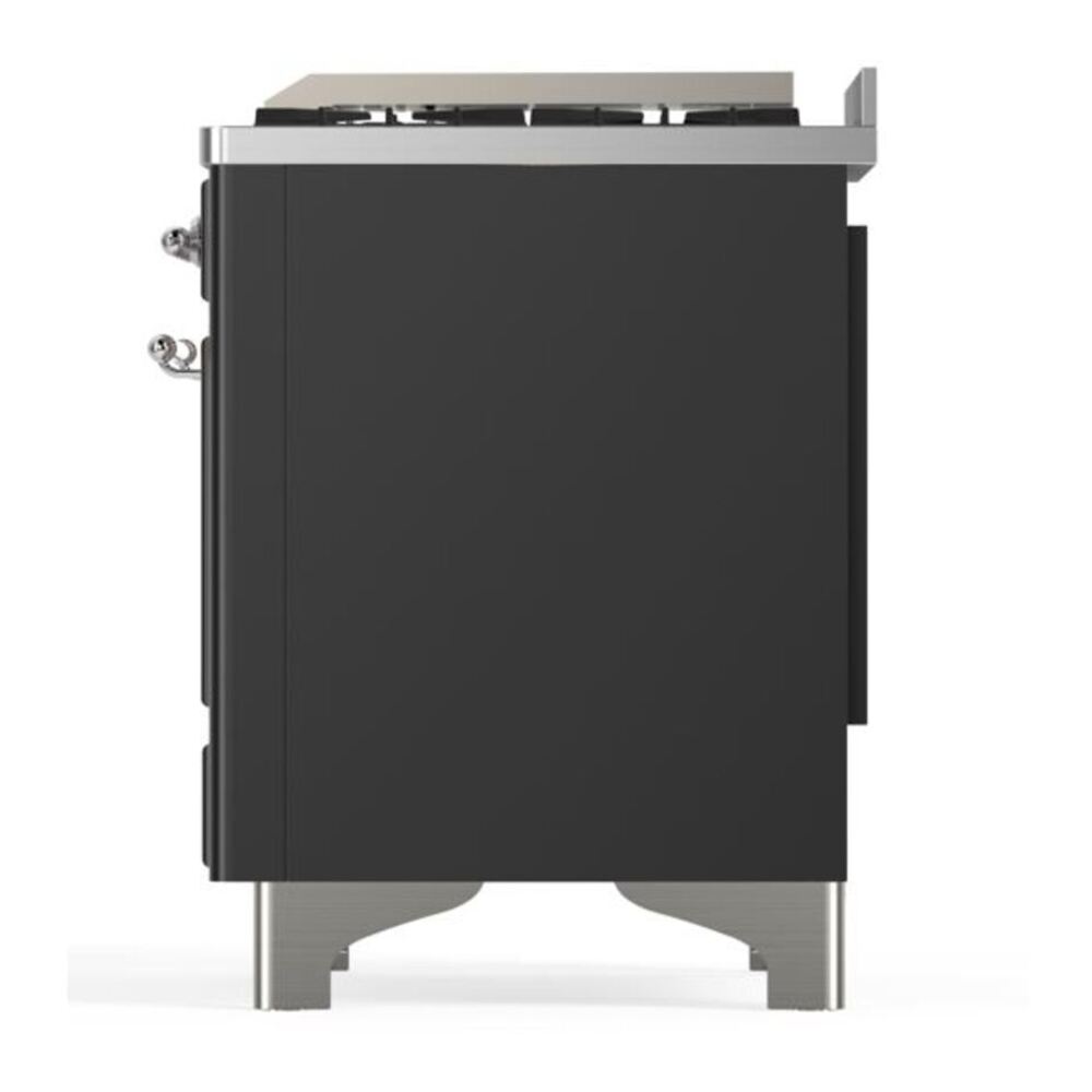 ILVE UM12FDQNS3MGC Majestic II 48 inch Dual Fuel Range with 8 Black Brass Burners, Griddle (Natural Gas, Solid Door, Graphite Matte, Chrome) 10 ILVE UM12F Majestic II 48 inch Dual Fuel Range with 8 Black Brass Burners, Griddle