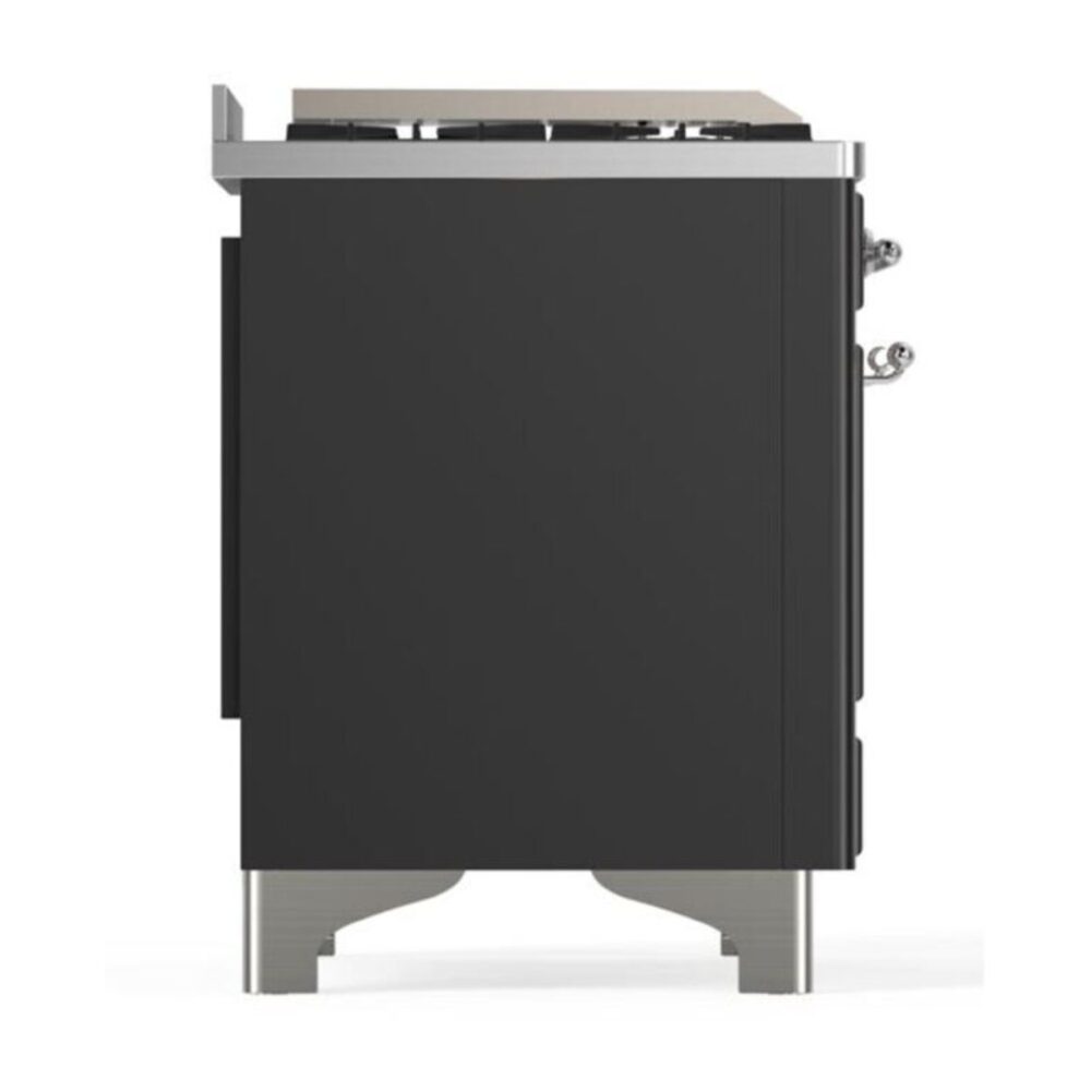 ILVE UM12F Majestic II 48 inch Dual Fuel Range with 8 Black Brass Burners, Griddle