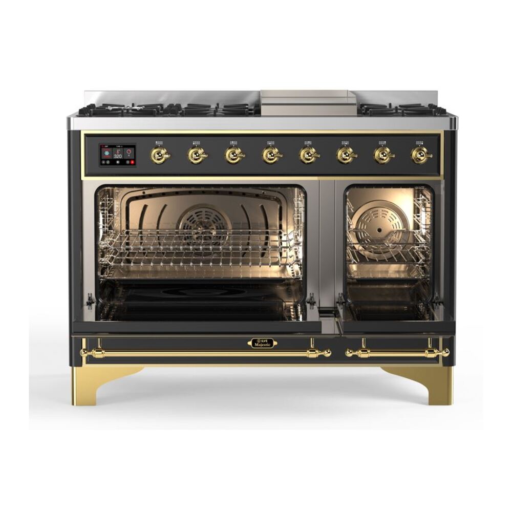 ILVE_UM12FDQNS3MGGLP_Majestic_II_48"_Dual_Fuel_Range_Top_Angle