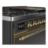 ILVE UM12F Majestic II 48 inch Dual Fuel Range with 8 Black Brass Burners, Griddle