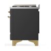 ILVE UM12F Majestic II 48 inch Dual Fuel Range with 8 Black Brass Burners, Griddle