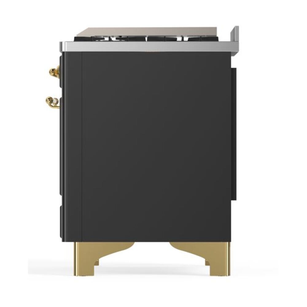 ILVE UM12F Majestic II 48 inch Dual Fuel Range with 8 Black Brass Burners, Griddle