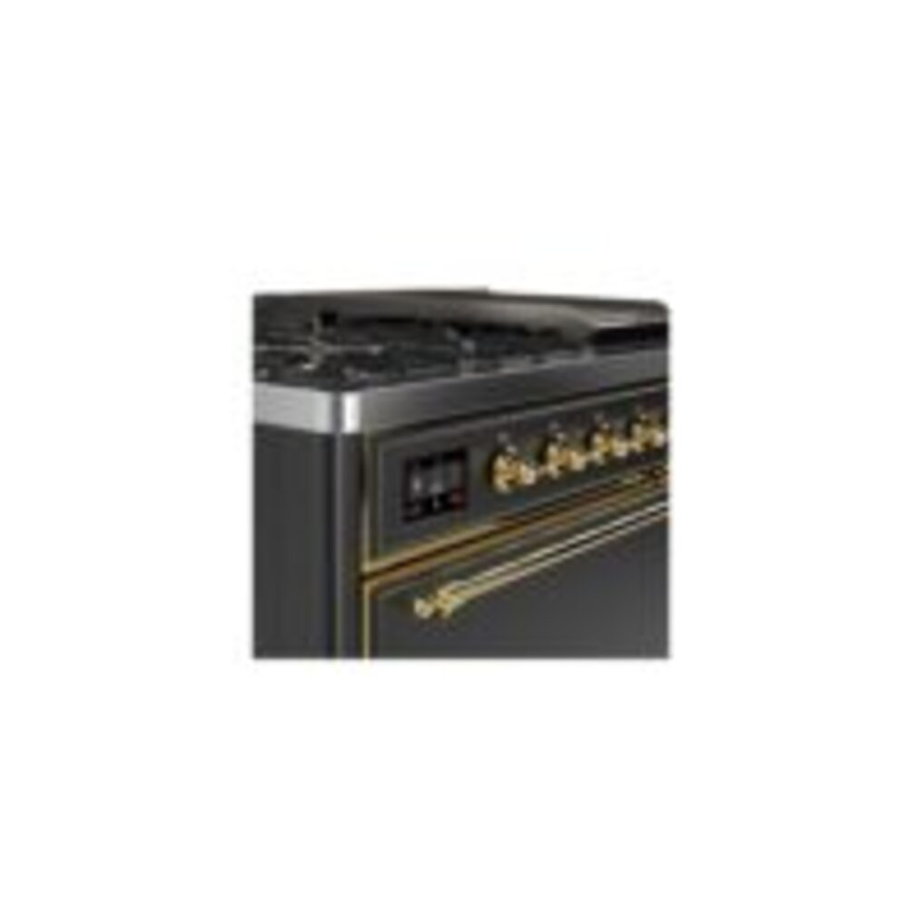 ILVE UM12F Majestic II 48 inch Dual Fuel Range with 8 Black Brass Burners, Griddle