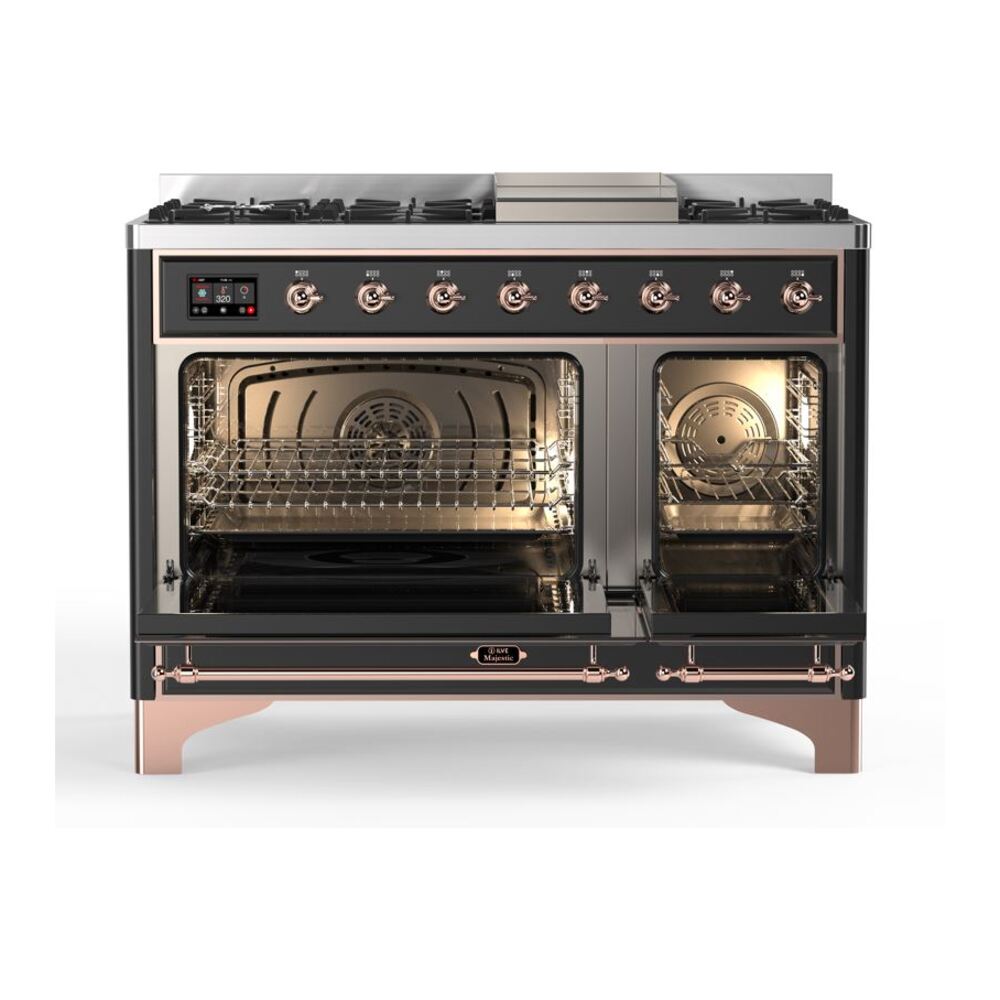 ILVE_UM12FDQNS3MGPLP_Majestic_II_48"_Dual_Fuel_Range_Top_Angle