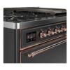 ILVE UM12F Majestic II 48 inch Dual Fuel Range with 8 Black Brass Burners, Griddle