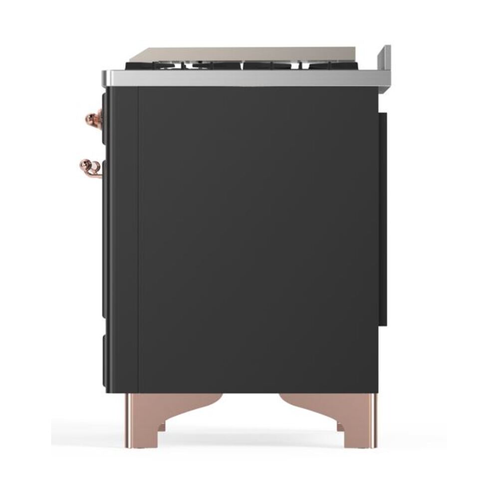 ILVE UM12F Majestic II 48 inch Dual Fuel Range with 8 Black Brass Burners, Griddle