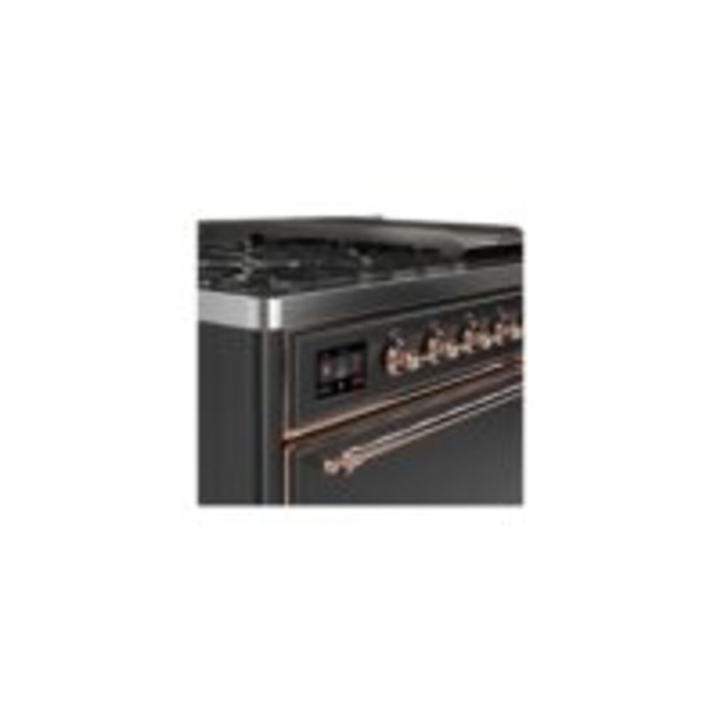 ILVE UM12F Majestic II 48 inch Dual Fuel Range with 8 Black Brass Burners, Griddle