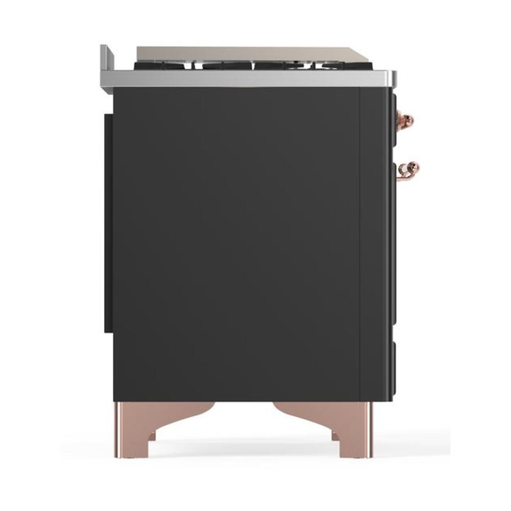 ILVE UM12F Majestic II 48 inch Dual Fuel Range with 8 Black Brass Burners, Griddle