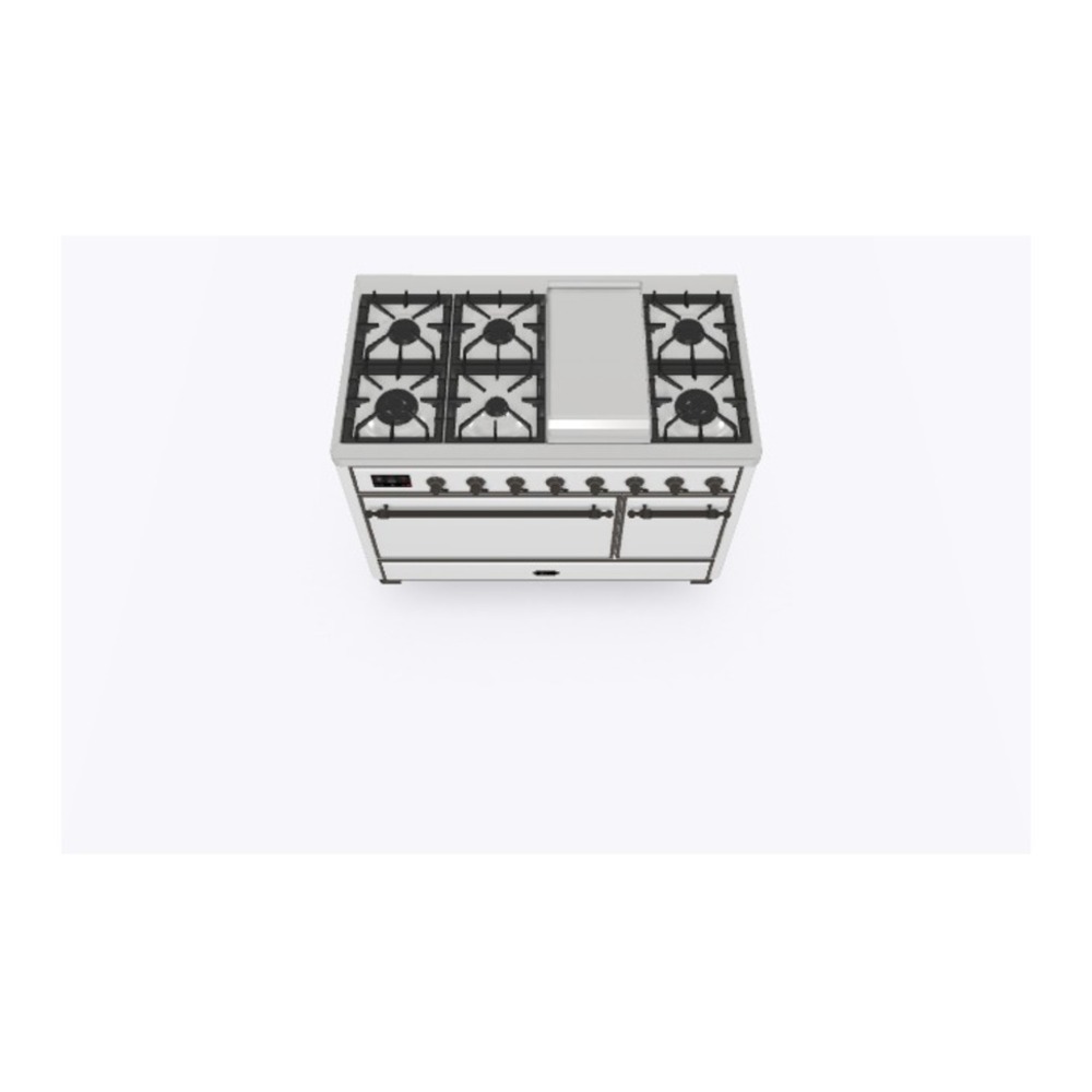 ILVE UM12FDQNS3RAB Majestic II 48 inch Dual Fuel Range with 8 Black Brass Burners, Griddle (Natural Gas, Solid Door, RAL, Burnished) 6 ILVE_UM12FDQNS3RAB_Majestic_II_48"_Dual_Fuel_Range_Top_Angle