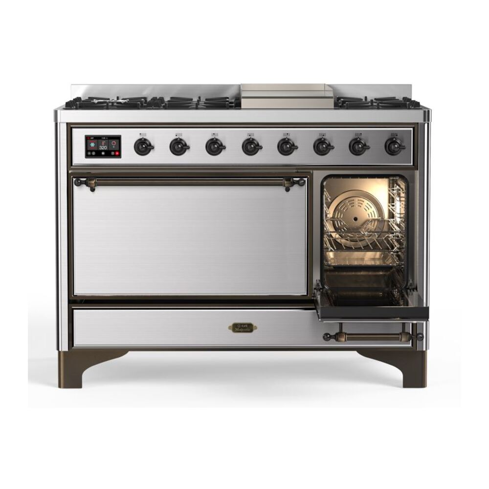 ILVE_UM12FDQNS3SSBLP_Majestic_II_48"_Dual_Fuel_Range_Right_Angle