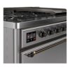 ILVE UM12F Majestic II 48 inch Dual Fuel Range with 8 Black Brass Burners, Griddle