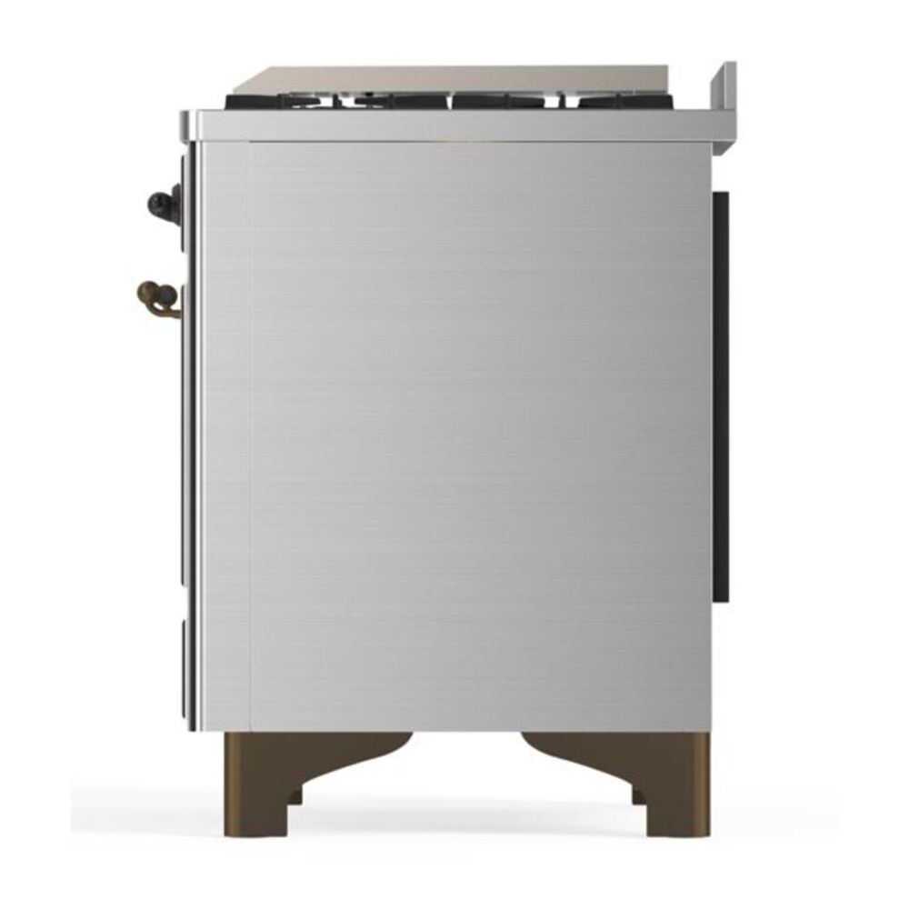 ILVE UM12FDQNS3SSBLP Majestic II 48 inch Dual Fuel Range with 8 Black Brass Burners, Griddle (Liquid Propane, Solid Door, Stainless Steel, Burnished) 10 ILVE UM12F Majestic II 48 inch Dual Fuel Range with 8 Black Brass Burners, Griddle